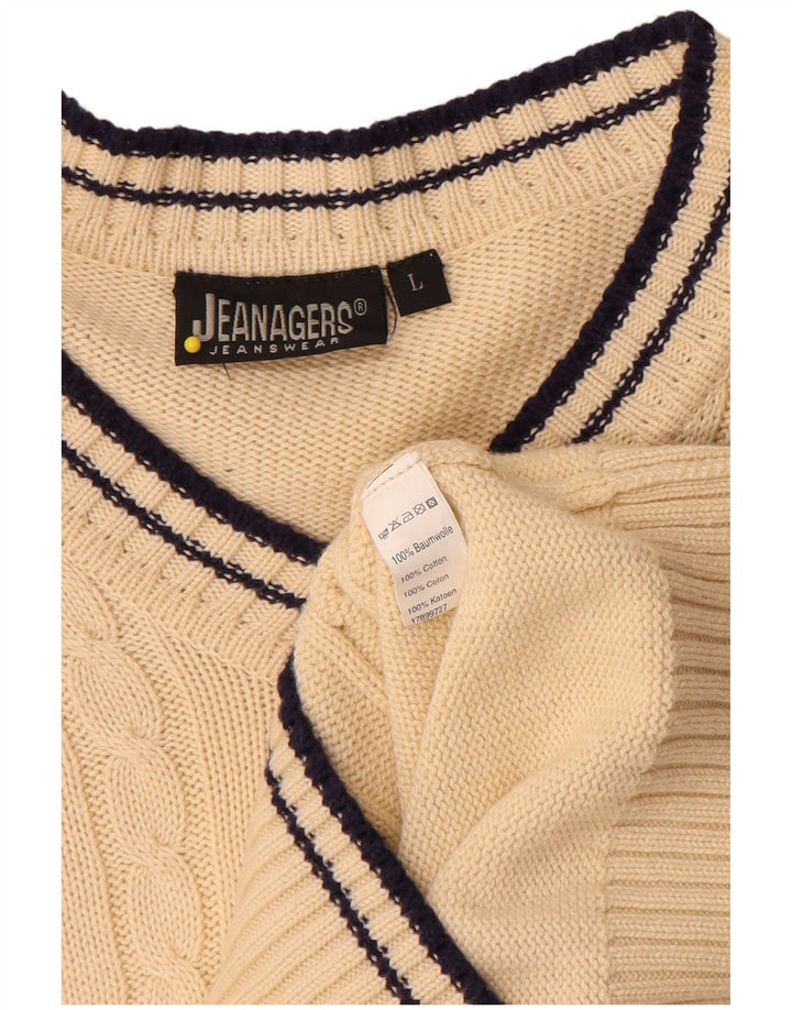 Jeanagers Herren-Pullover mit V-Ausschnitt, groß, beige Baumwolle