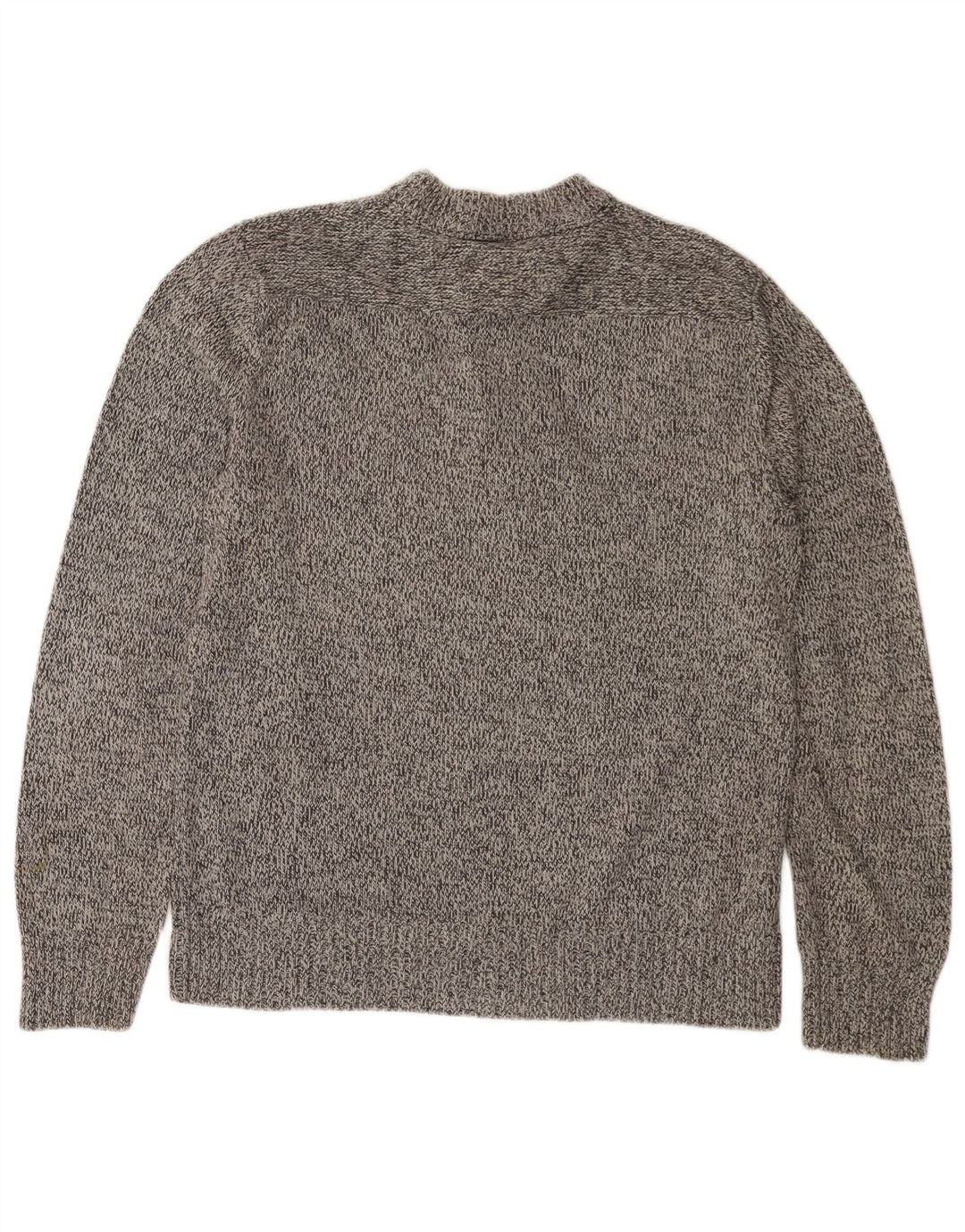 EDDIE BAUER Herren-Pullover mit Knopfkragen, mittelgrau gesprenkelte Baumwolle