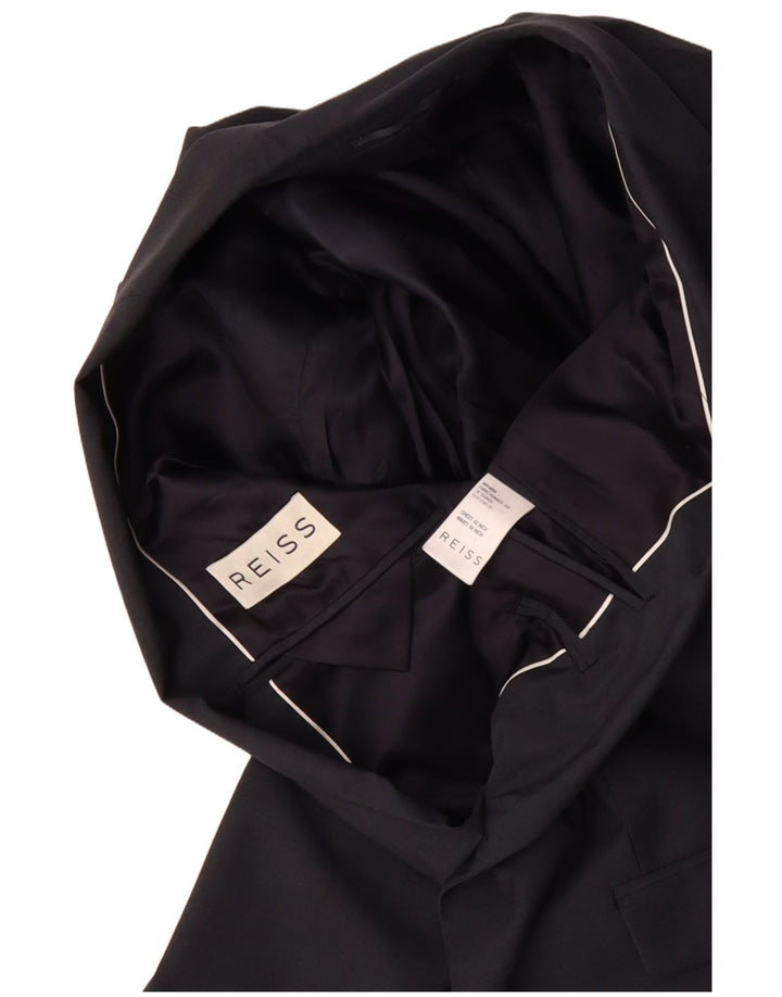 REISS Herren 1-Knopf-Blazerjacke UK 38 Mittelmarineblaue Wolle