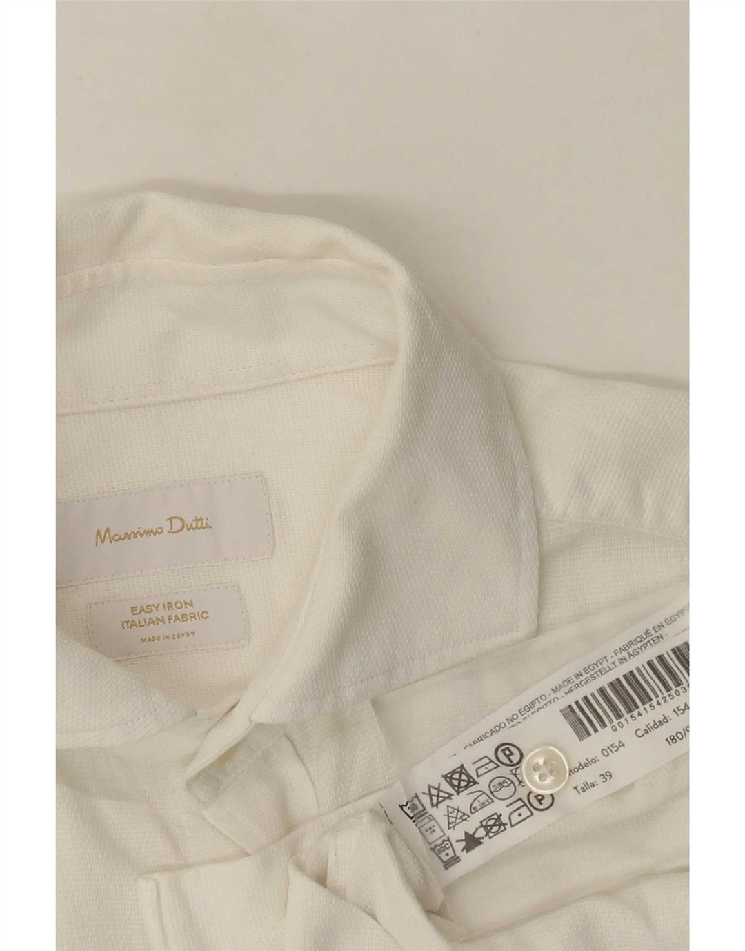 Massimo Dutti Herrenhemd Größe 39 Mittelweiße Baumwolle
