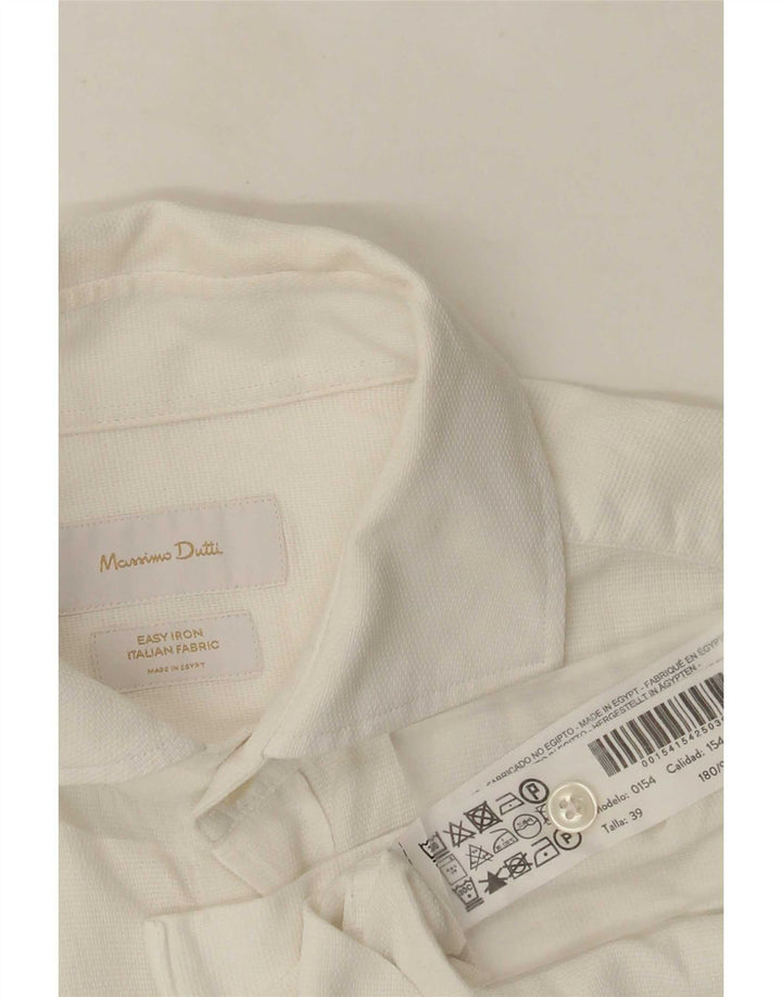 Massimo Dutti Herrenhemd Größe 39 Mittelweiße Baumwolle