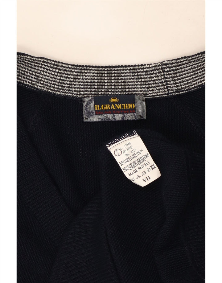 Il Granchio Herren-Strickjacke, große marineblaue Wolle