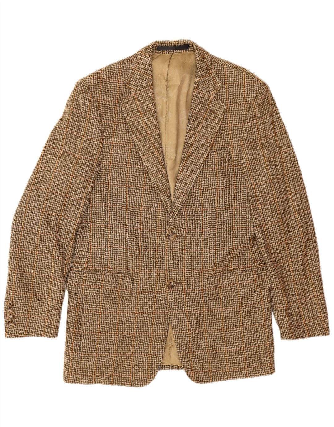 Marks & Spencer Herren-Blazer mit 2 Knöpfen, Gr. 36, Beige, Hahnentrittmuster