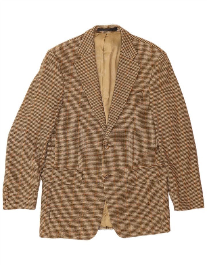 Marks & Spencer Herren-Blazer mit 2 Knöpfen, Gr. 36, Beige, Hahnentrittmuster