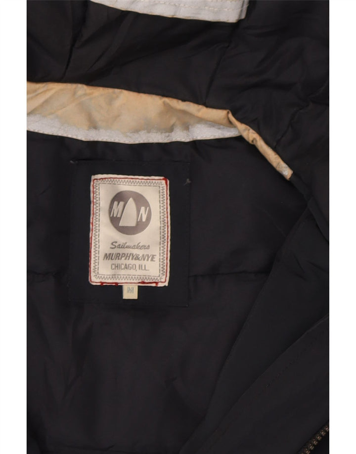 MURPHY & NYE Womens Chicago Ill Hooded Padded Coat UK 14 Medium Black Vintage Murphy & Nye and Second-Hand Murphy & Nye from Messina Hembry 