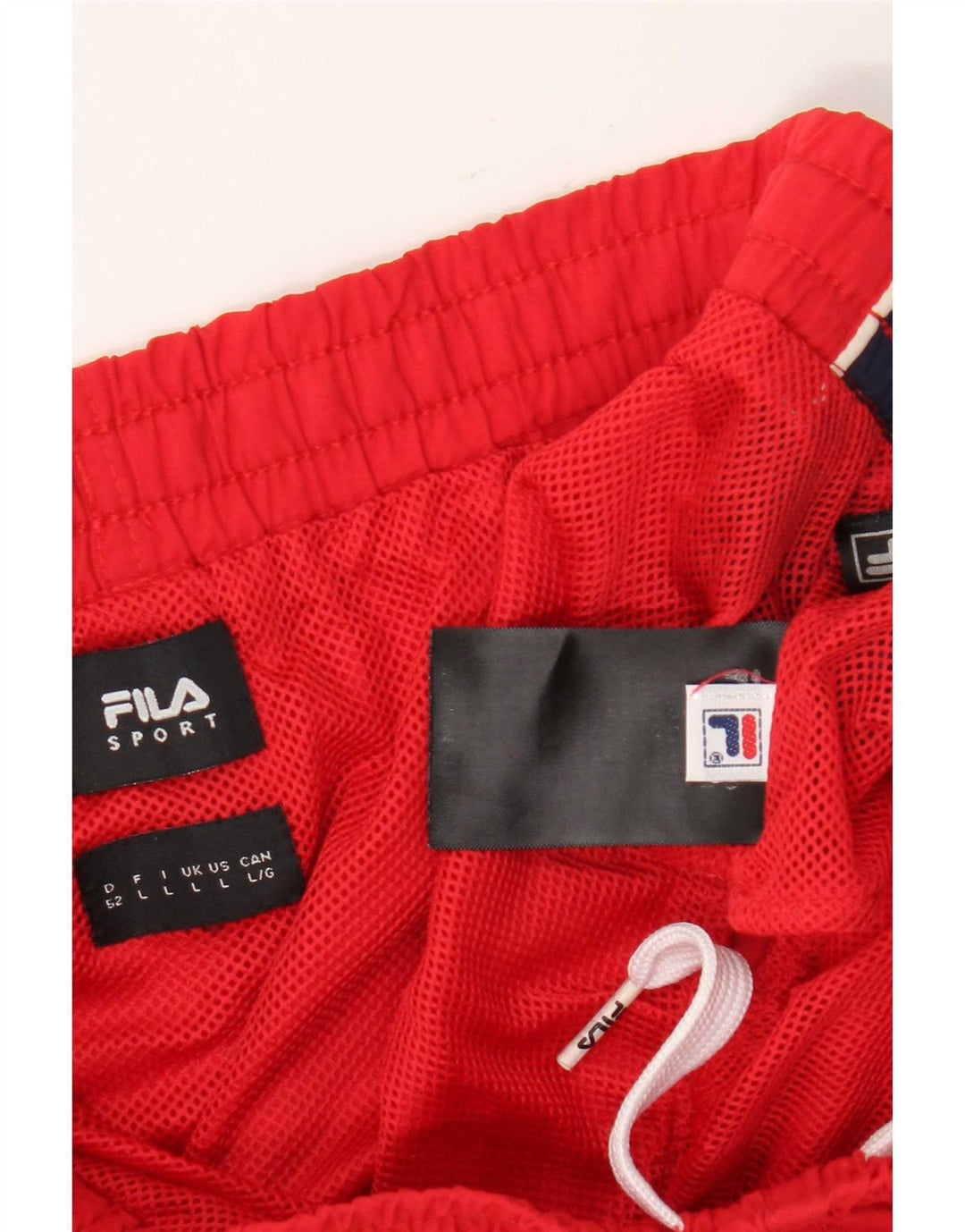 Fila Herren-Sportshorts mit Grafik, groß, rotes Colourblock-Polyamid