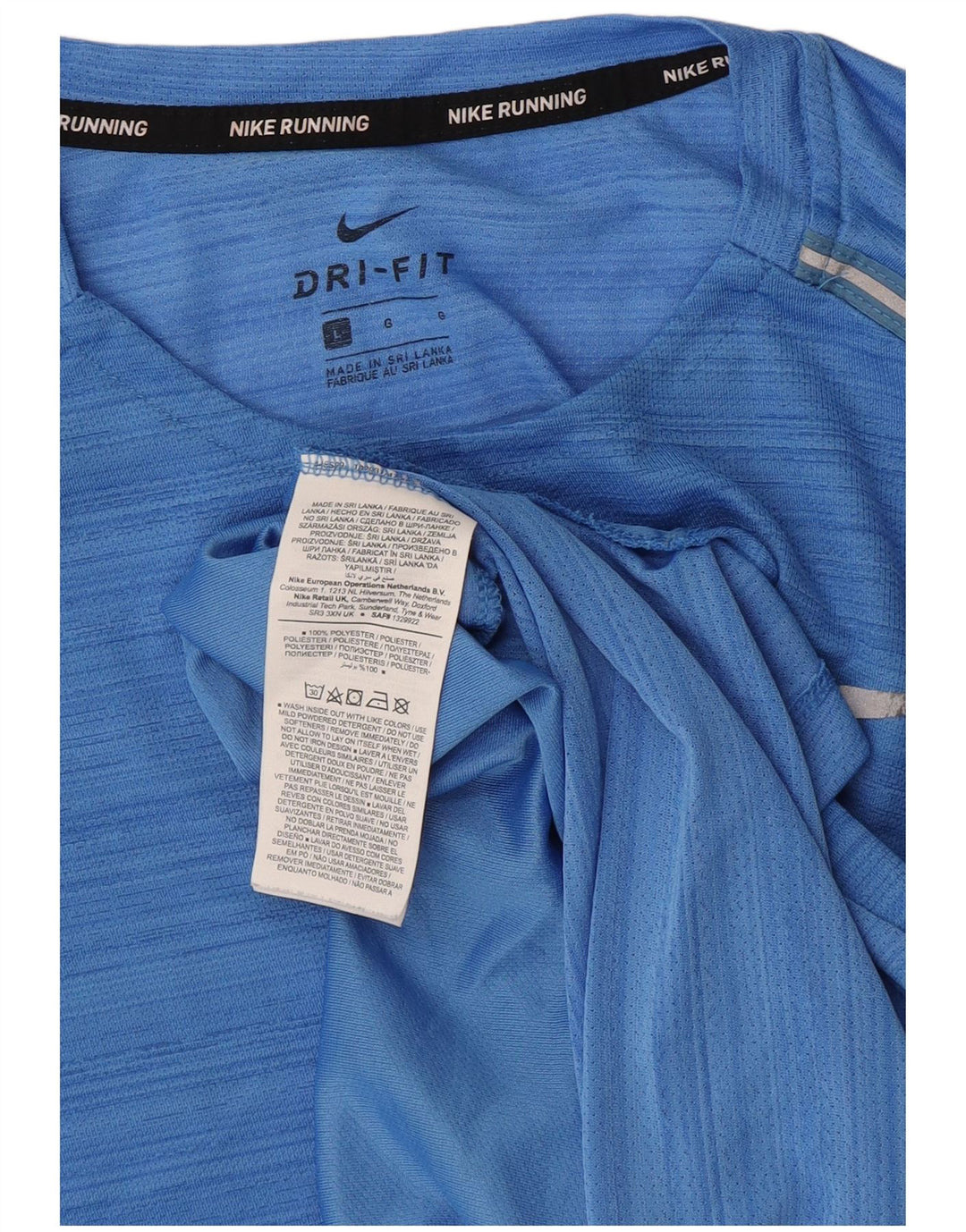 Nike Herren Dri Fit T-Shirt Top, groß, blau gestreift, Polyester