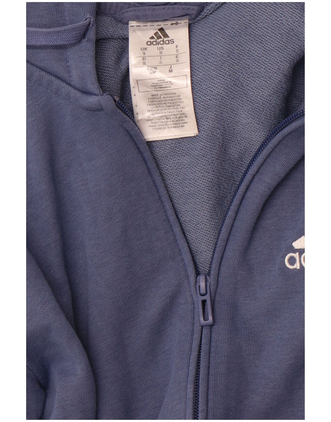 ADIDAS Herren-Kapuzenpullover mit Reißverschluss, klein, aus blauer Baumwolle
