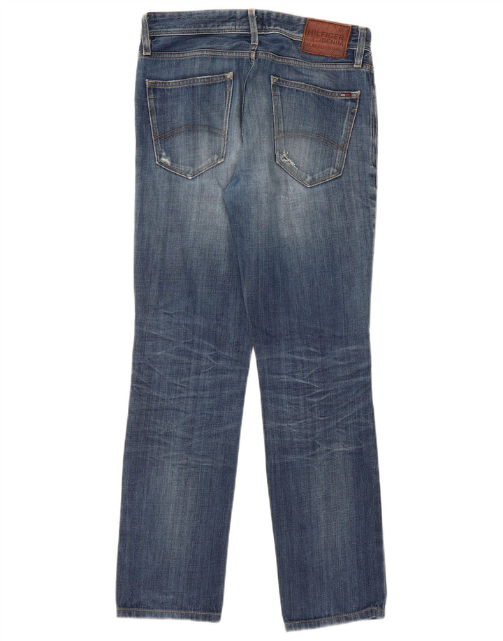 TOMMY HILFIGER Herren Distressed Straight Jeans W30 L32 Blaue Baumwolle