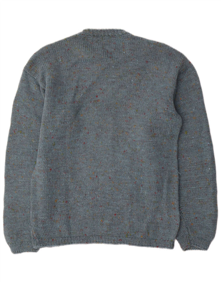 Vintage Herren-Pullover mit Rundhalsausschnitt, Mittelblau meliert