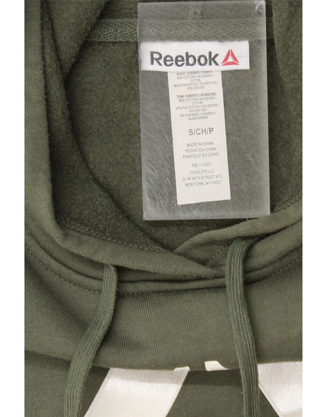 Reebok Herren Graphic Hoodie Pullover Small Khaki Baumwolle