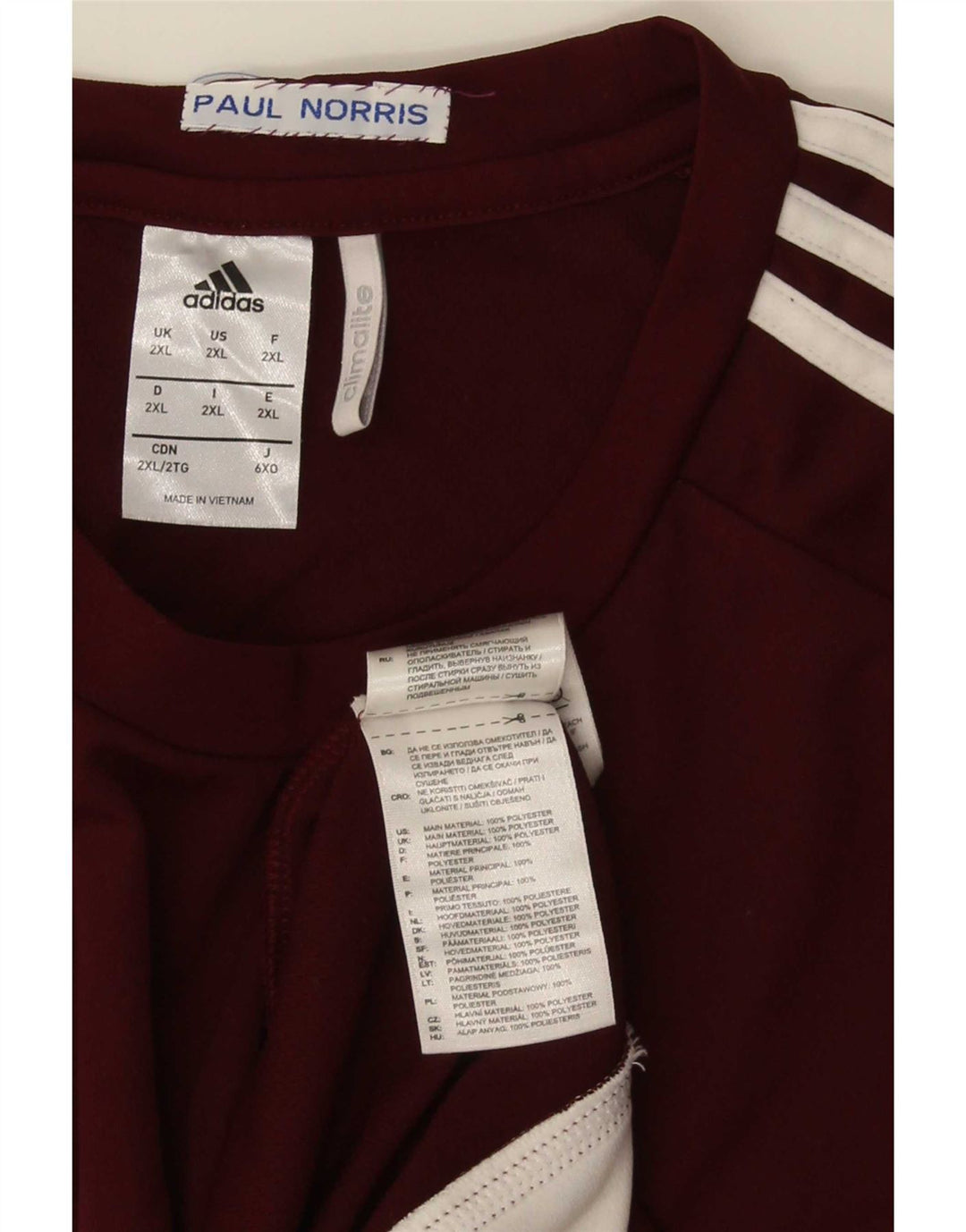Adidas Herren Climalite T-Shirt Top 2XL Burgund Polyester