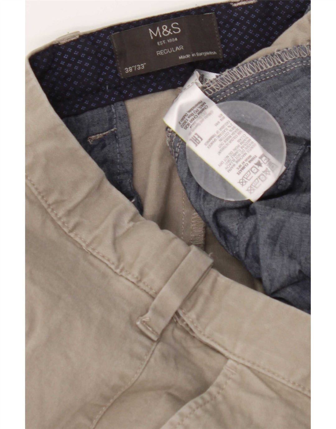 Marks & Spencer Herren-Chinohose, normal, W38, L33, Grau, Baumwolle