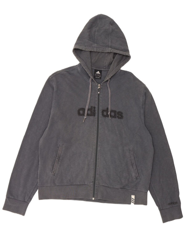 Adidas Herren Graphic Zip Hoodie Pullover 2XL Marineblau Baumwolle