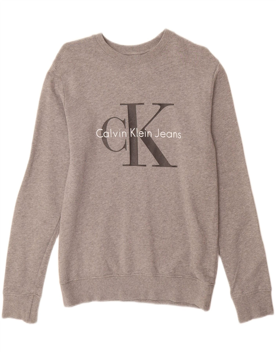 CALVIN KLEIN JEANS Herren Grafik Sweatshirt Pullover XS Grau Baumwolle