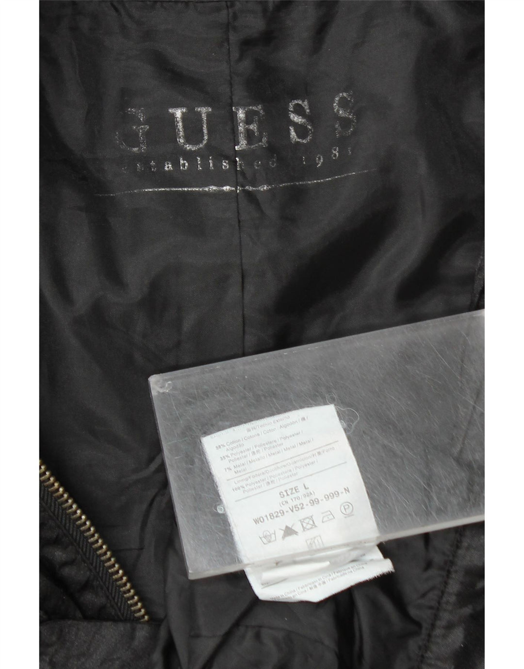GUESS Damen Crop Utility Jacke UK 14 Große schwarze Baumwolle