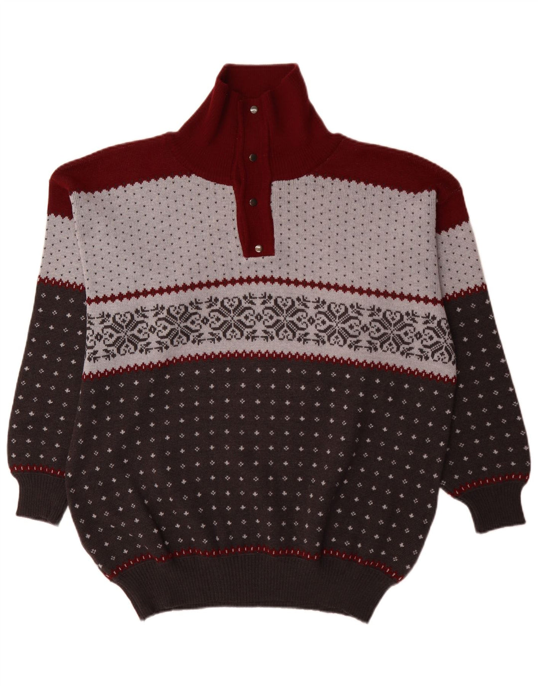 Summit Herren-Pullover mit Knopfkragen, 3XL, mehrfarbige Fair-Isle-Wolle