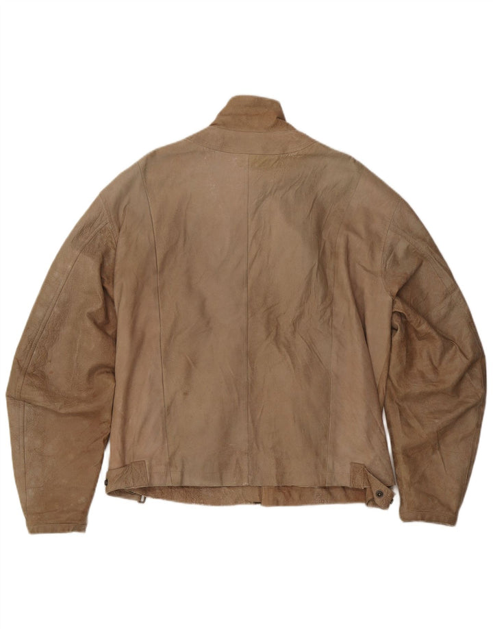 ANDREA D'AMICO Herren Leder Racer Jacke IT 56 XL Beige Leder