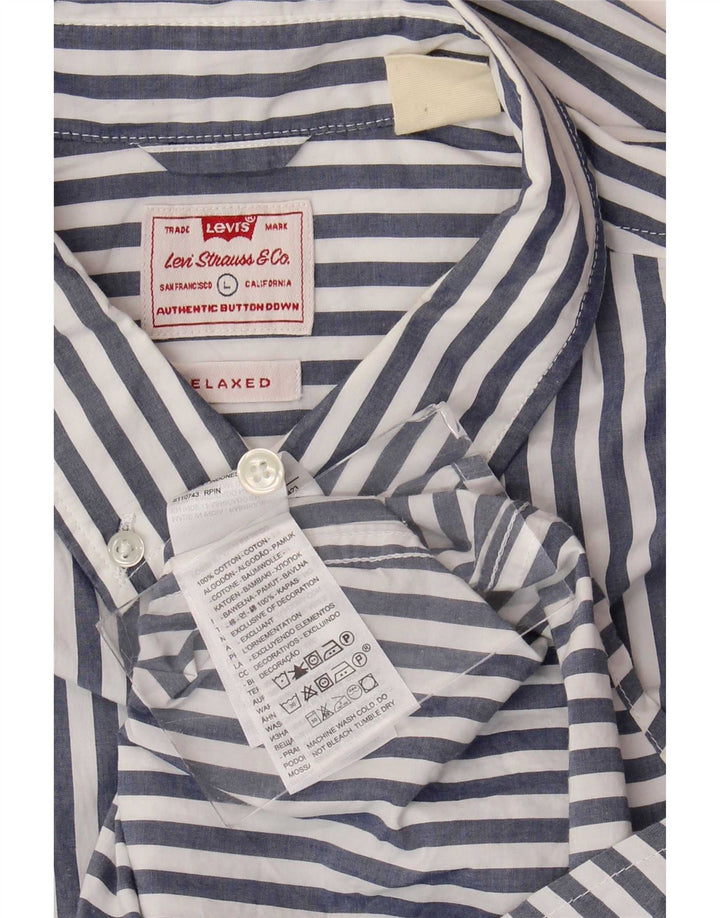 Levi's Herren-Hemd, entspannt, groß, blaue Nadelstreifen-Baumwolle
