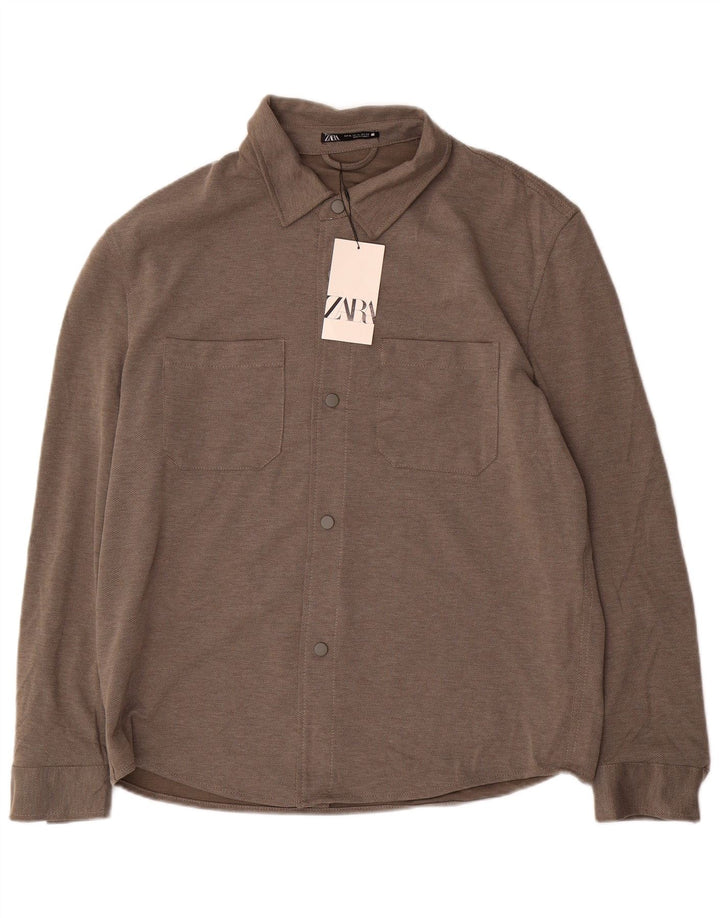 Zara Herren Flanellhemd XL Braun Polyester