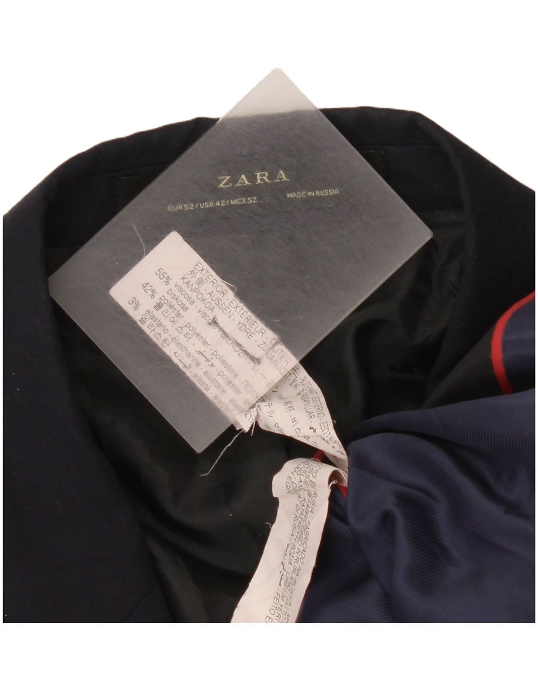 Zara Herren-Blazer mit 2 Knöpfen, EU 52, groß, marineblaue Viskose
