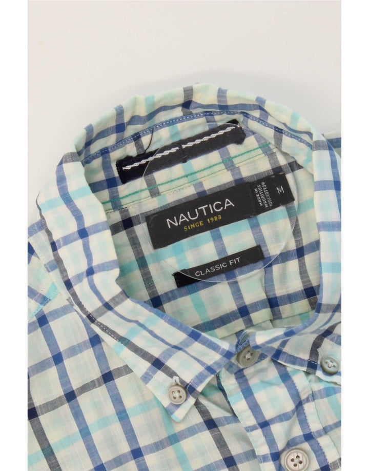 Nautica Herren-Hemd mit klassischer Passform, mittelblau karierte Baumwolle