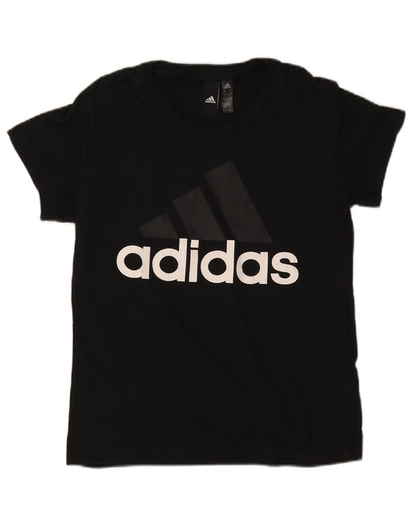 Adidas Damen Grafik T-Shirt Top UK 8/10 Small Schwarz Baumwolle