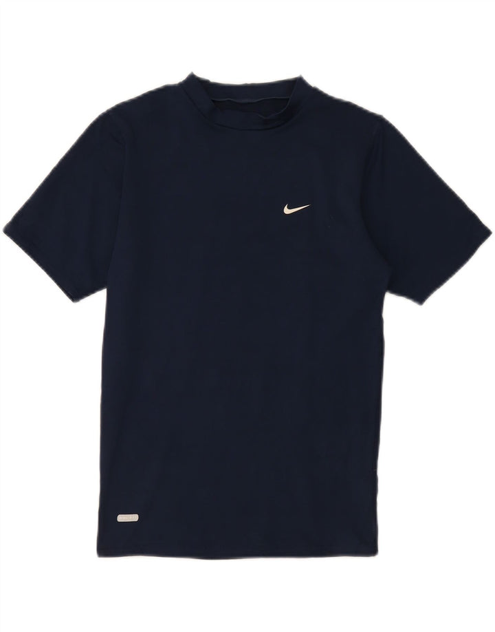 Nike Damen Dri Fit T-Shirt Top UK 12 Medium Marineblau Polyester