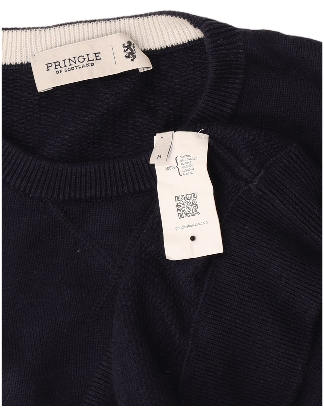 Pringle Herren-Pullover mit Rundhalsausschnitt, mittlere marineblaue Baumwolle