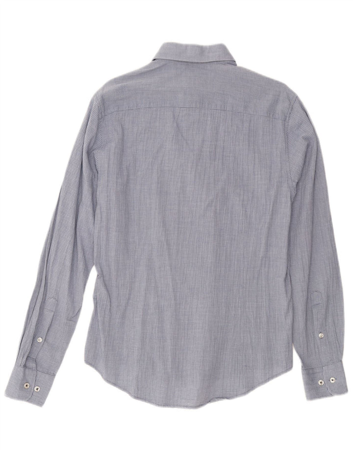 Armani Jeans Herren Custom Fit Hemd Mittelblauer Nadelstreifen