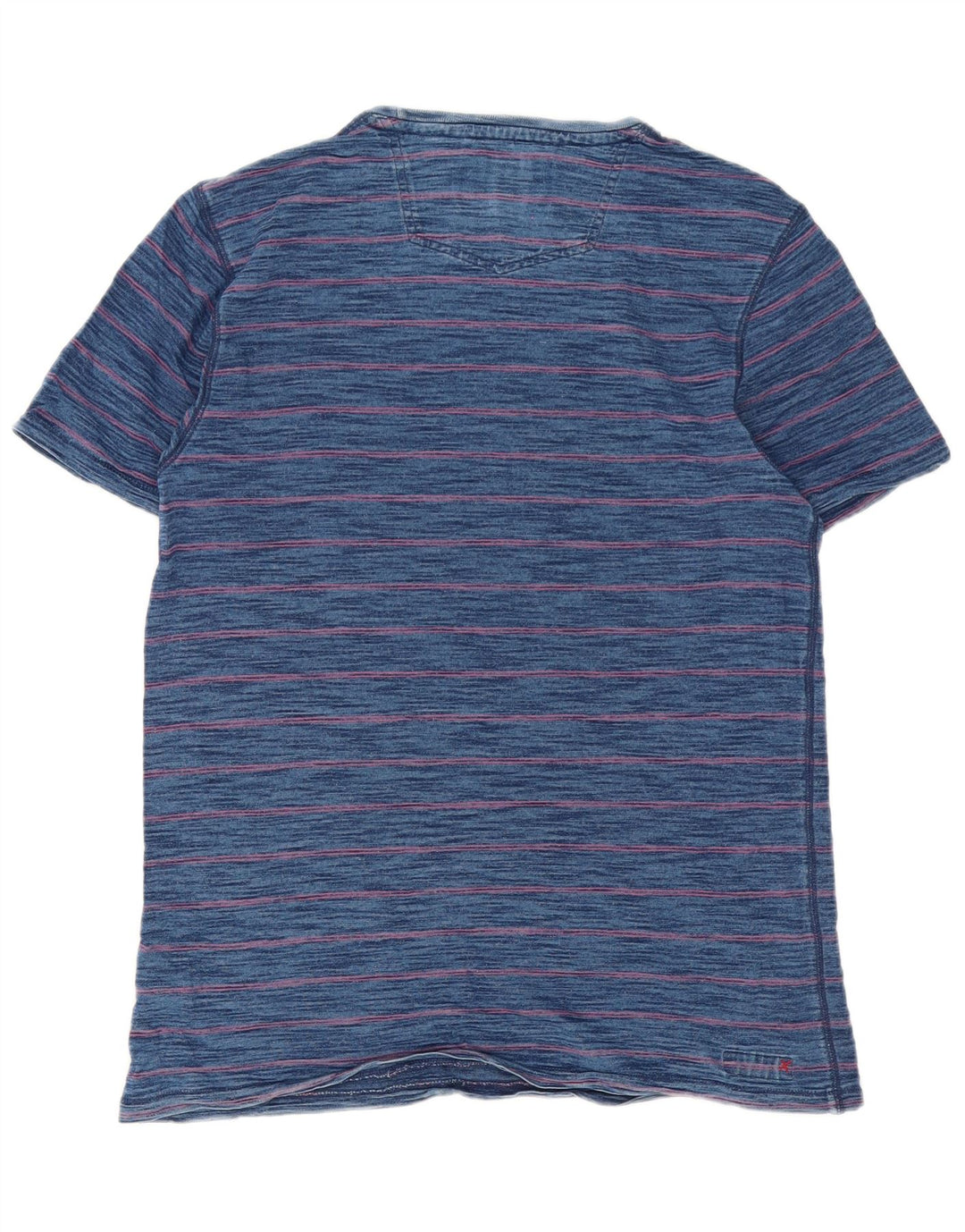 Fat Face Herren-T-Shirt-Oberteil aus mittelblauer Nadelstreifen-Baumwolle