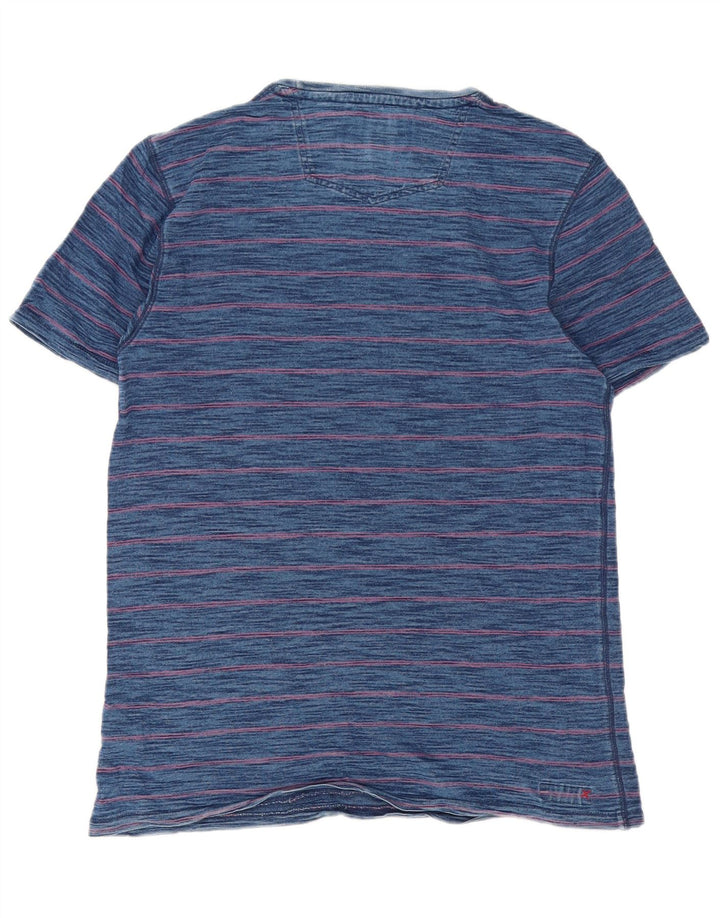 Fat Face Herren-T-Shirt-Oberteil aus mittelblauer Nadelstreifen-Baumwolle