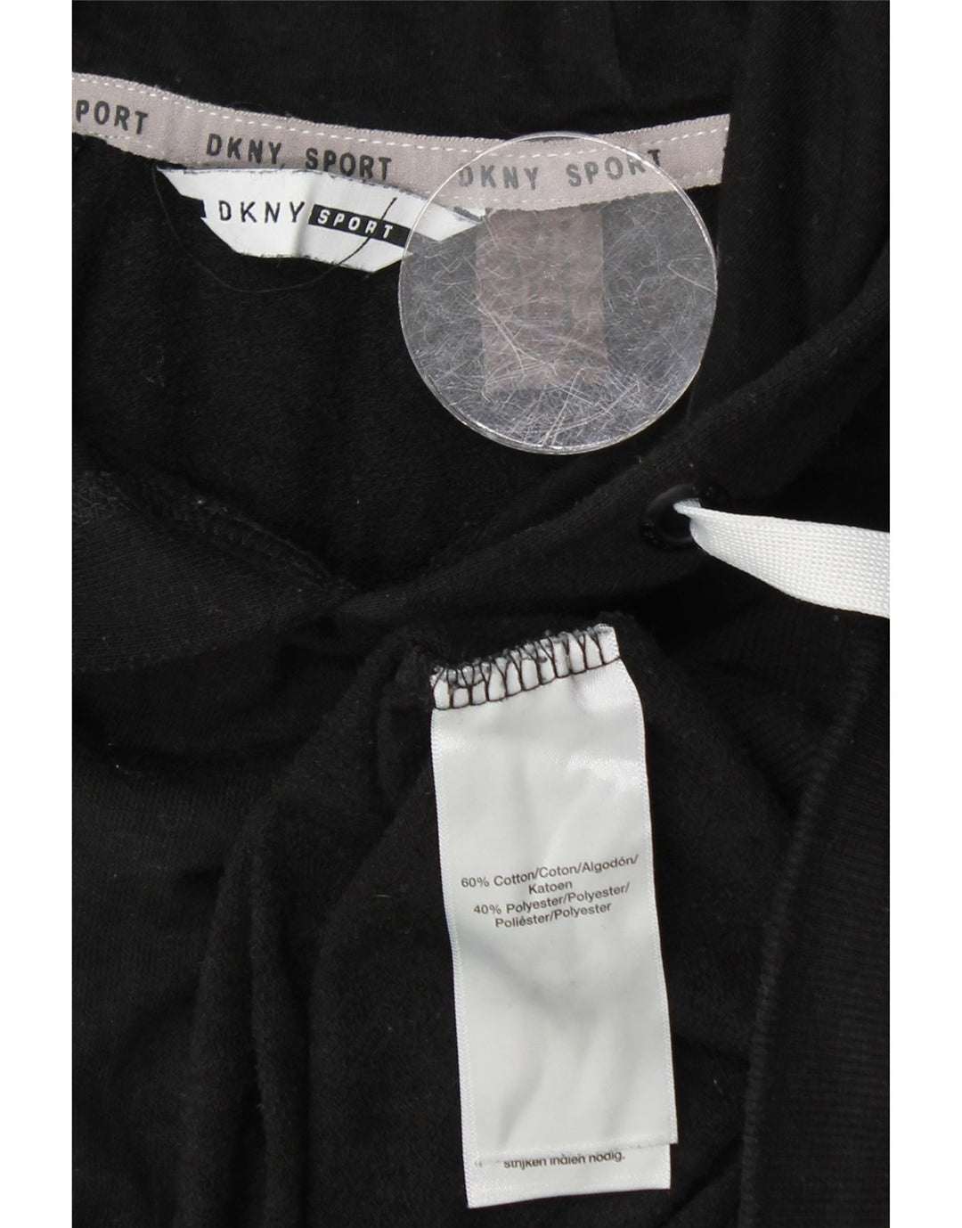 DKNY Damen Kapuzenpullover UK 14 Mittelschwarze Baumwolle