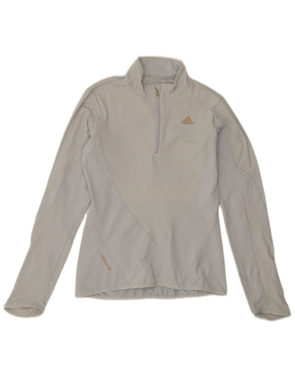 Adidas Damen Climacool Zip Neck Pullover Trainingsanzug Top UK 10 Small Grau