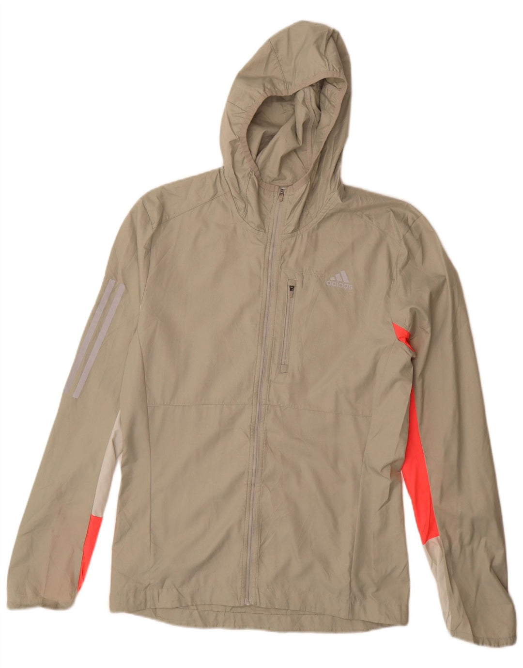 ADIDAS Herren Regenjacke mit Kapuze UK 36 Small Beige Colourblock Polyester