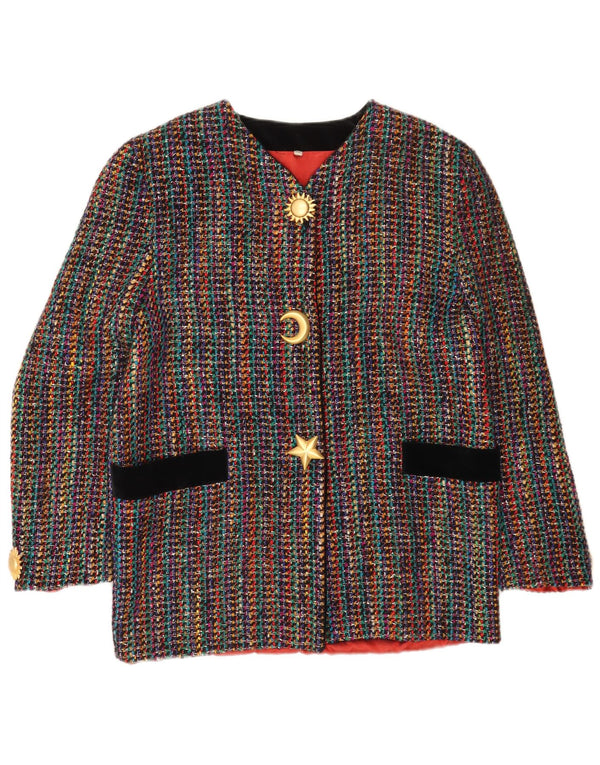Vintage Damen 3-Knopf-Blazerjacke IT 42 Medium Mehrfarbig gestreift