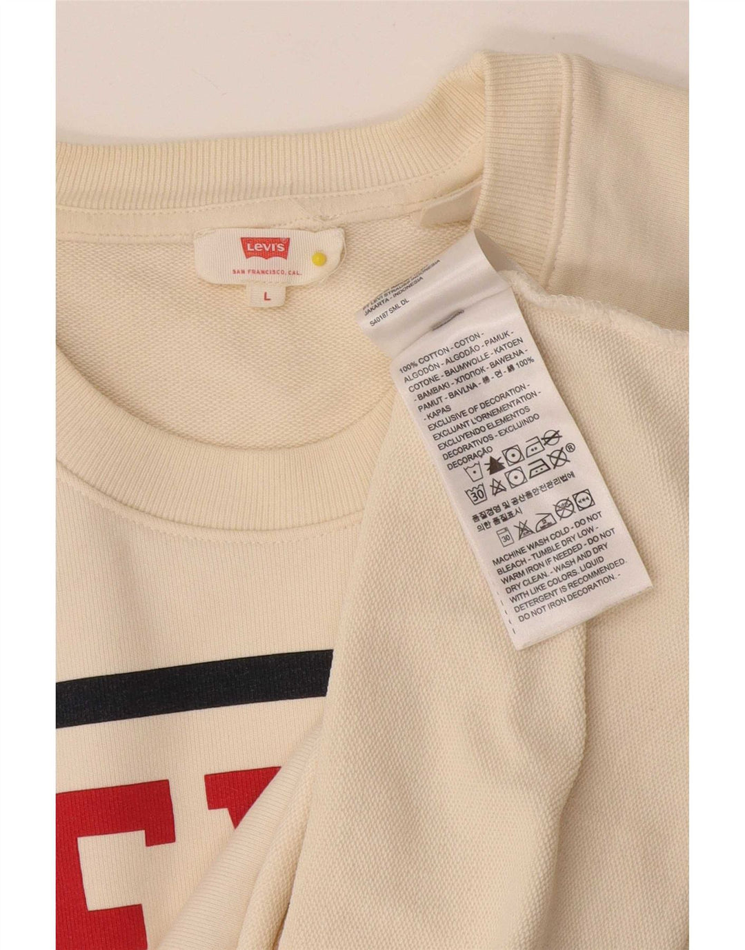 Levi's Damen Grafik-Sweatshirt-Pullover UK 16 Large Off White Baumwolle