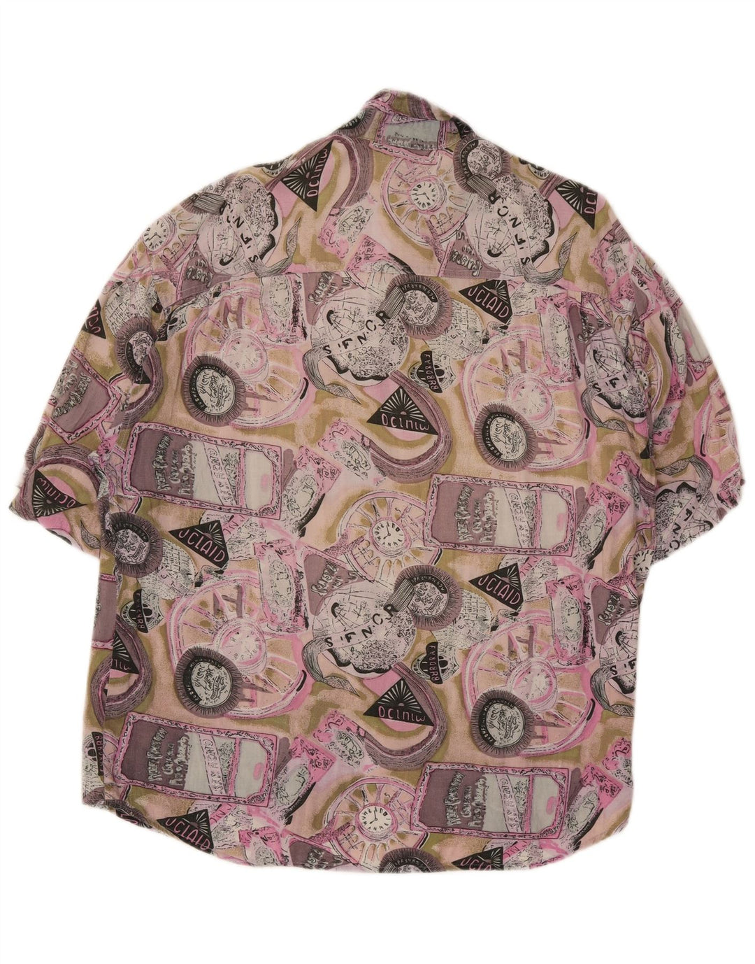 Vintage Herren-Kurzarmhemd mit abstraktem Muster, mittelgroß, mehrfarbig