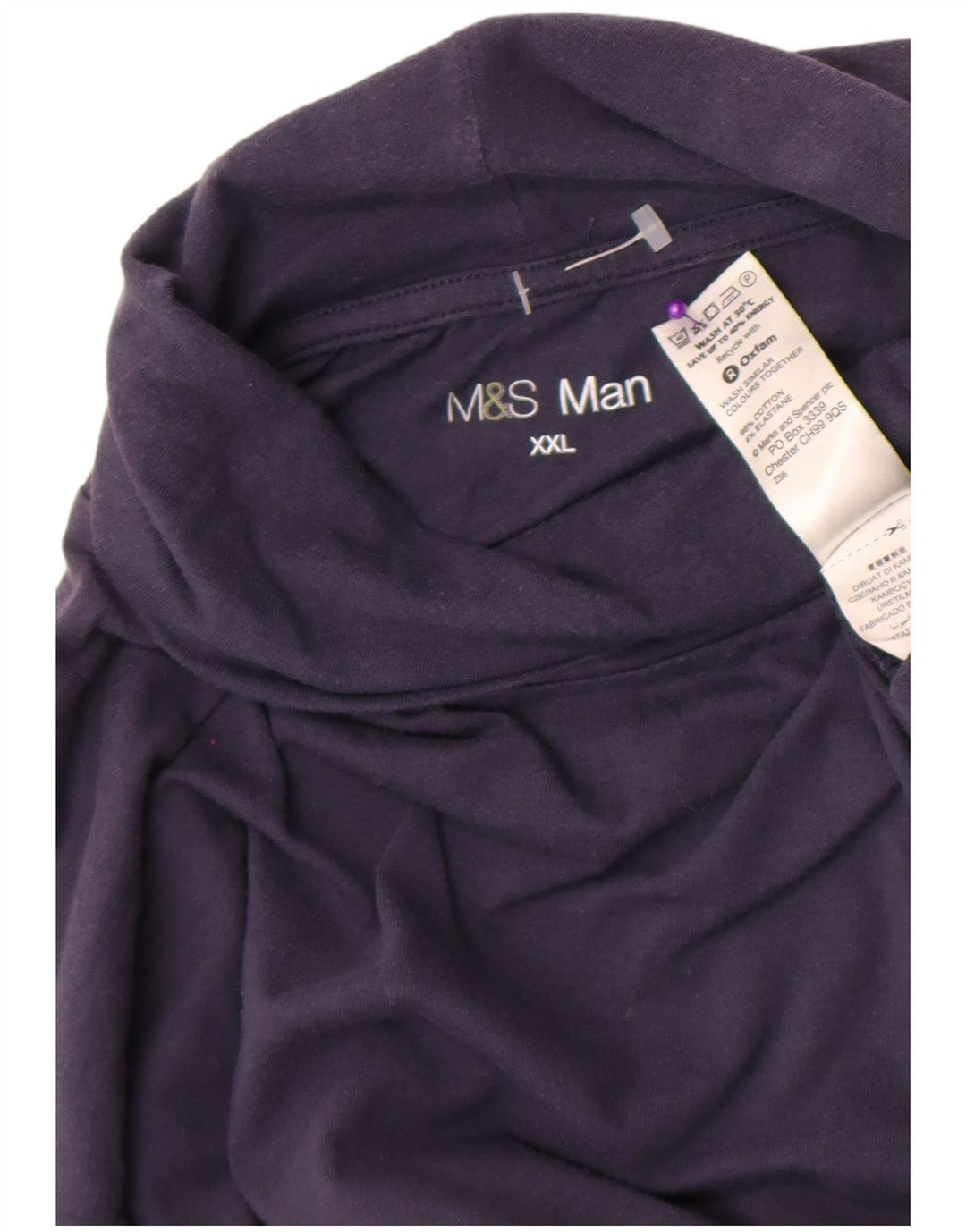 Marks & Spencer Herren-Top, langärmelig, 2XL, Marineblau, Baumwolle