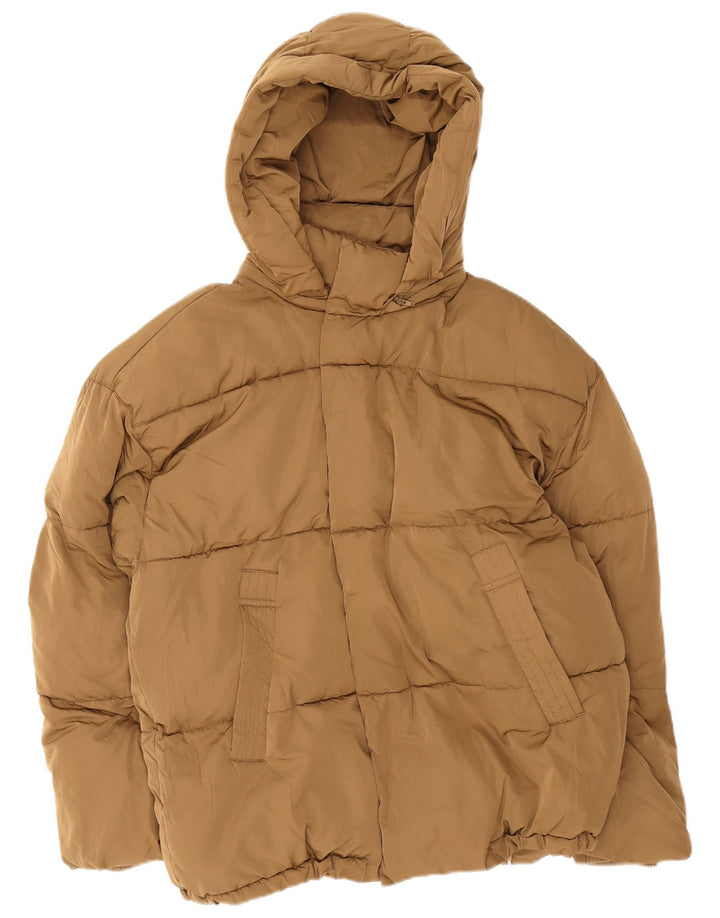 Zara Herren-Jacke mit Kapuze, lockere Passform, gepolstert, Gr. 36, Größe S, braun, Polyester