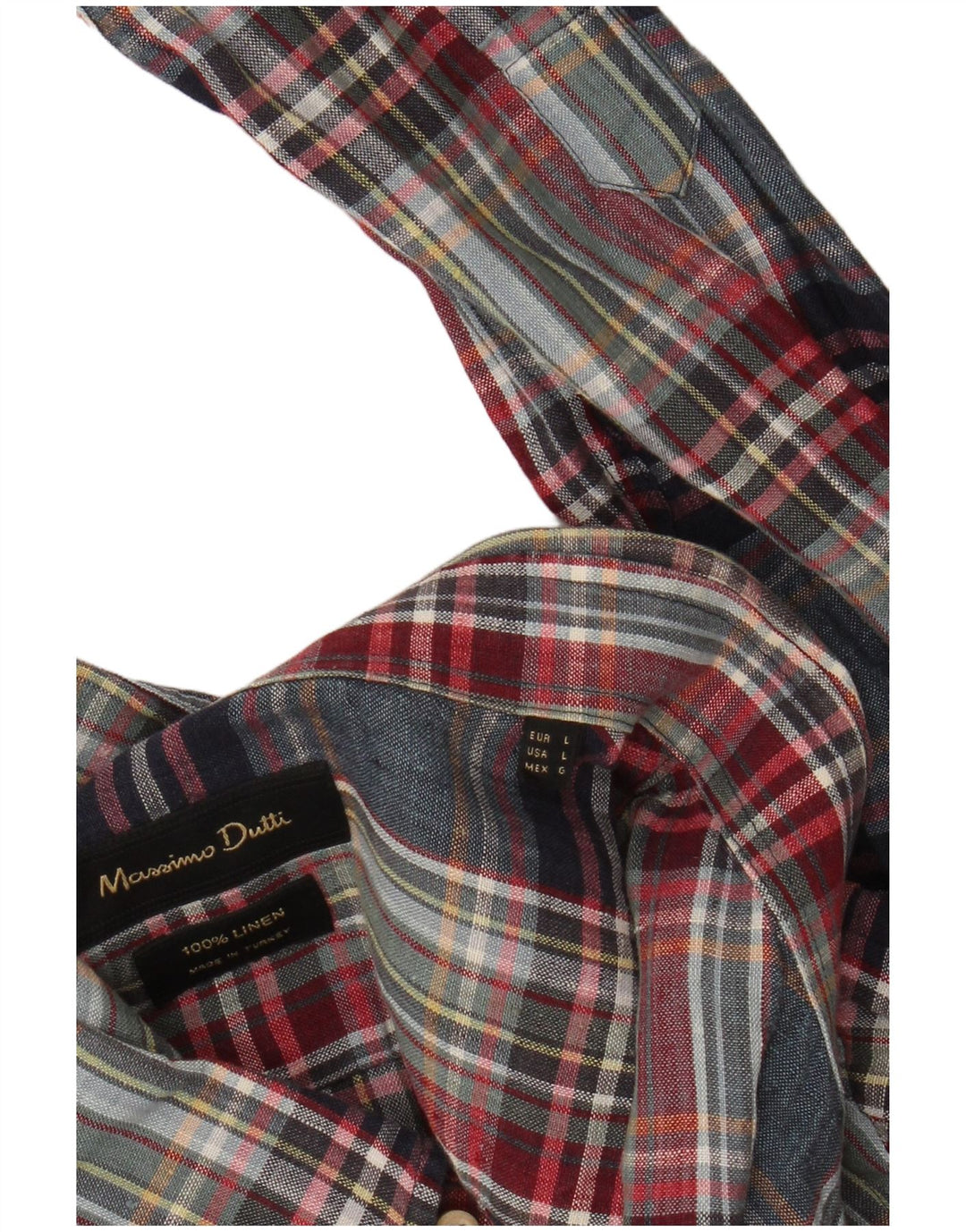 Massimo Dutti Herrenhemd, groß, mehrfarbig, kariertes Leinen