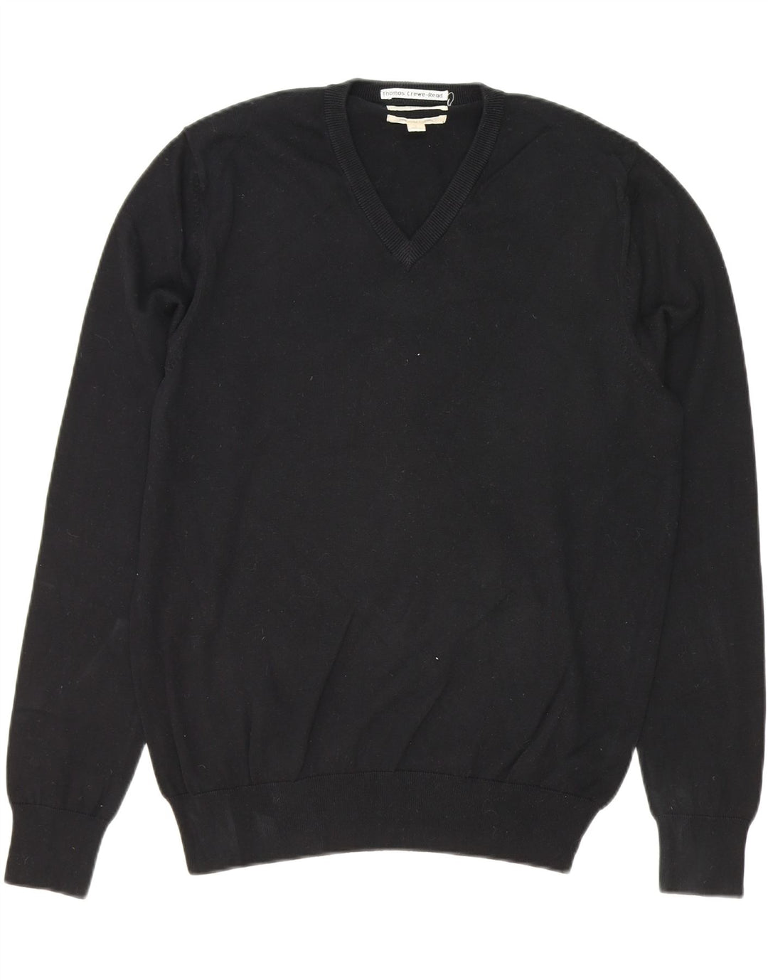 MARKS & SPENCER Mens V-Neck Jumper Sweater Large Black Cotton Vintage Marks & Spencer and Second-Hand Marks & Spencer from Messina Hembry 