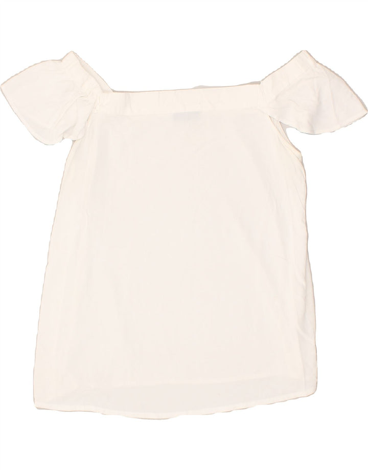 MASSIMO DUTTI Womens Off Shoulder Top UK 14 Medium White | Vintage Massimo Dutti | Thrift | Second-Hand Massimo Dutti | Used Clothing | Messina Hembry 