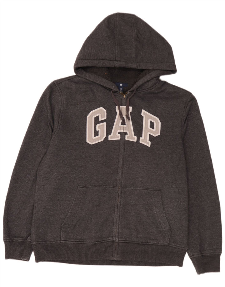 Gap Herren-Kapuzenpullover mit grafischem Reißverschluss, mittelgraue Baumwolle