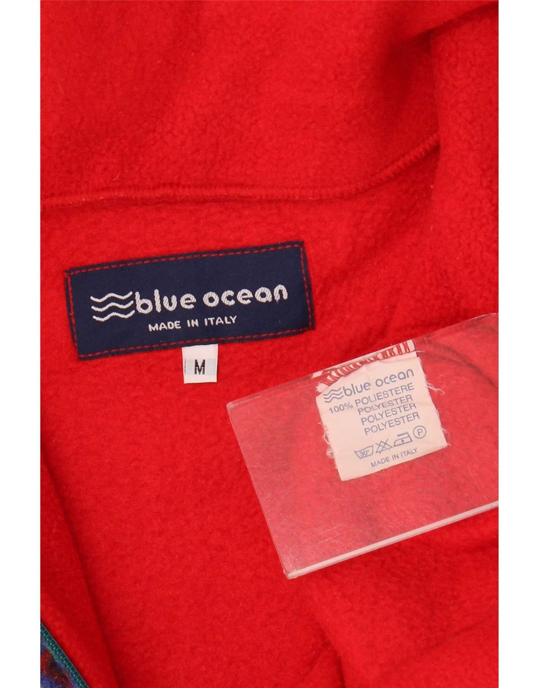 Vintage Herren-Fleecepullover mit Reißverschluss, Mittelrot, geometrisches Polyester