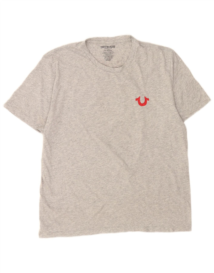 True Religion Herren-T-Shirt mit Grafik, groß, grau gesprenkelte Baumwolle