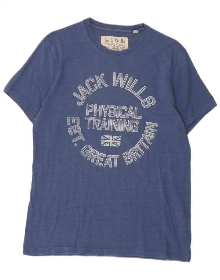 Jack Wills Herren-T-Shirt mit Grafik, mittelblaue Baumwolle