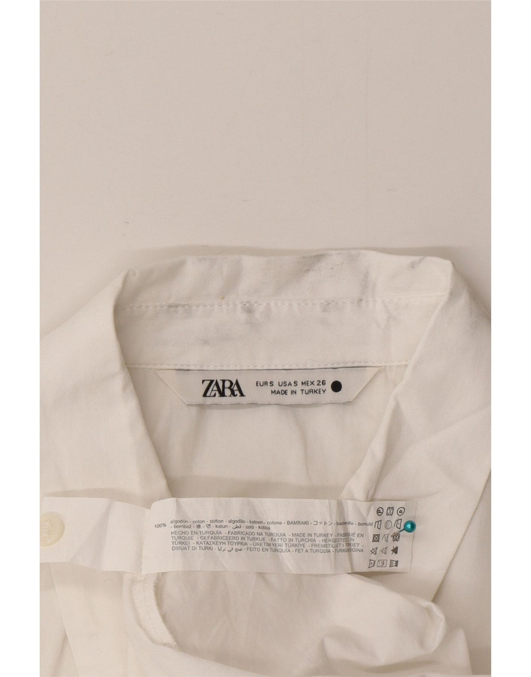 Zara Damen Asymmetrische Hemdbluse UK 10 Small Weiße Baumwolle