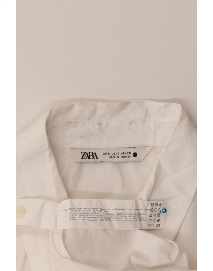 Zara Damen Asymmetrische Hemdbluse UK 10 Small Weiße Baumwolle