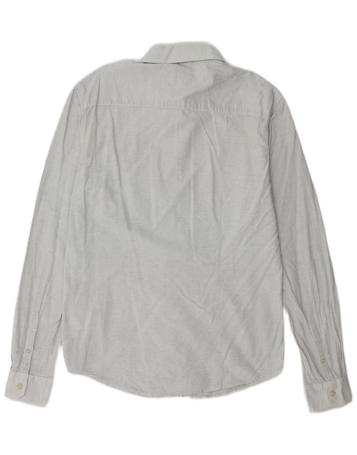 Wrangler Herren-Slim-Hemd aus mittelgrauer Nadelstreifen-Baumwolle